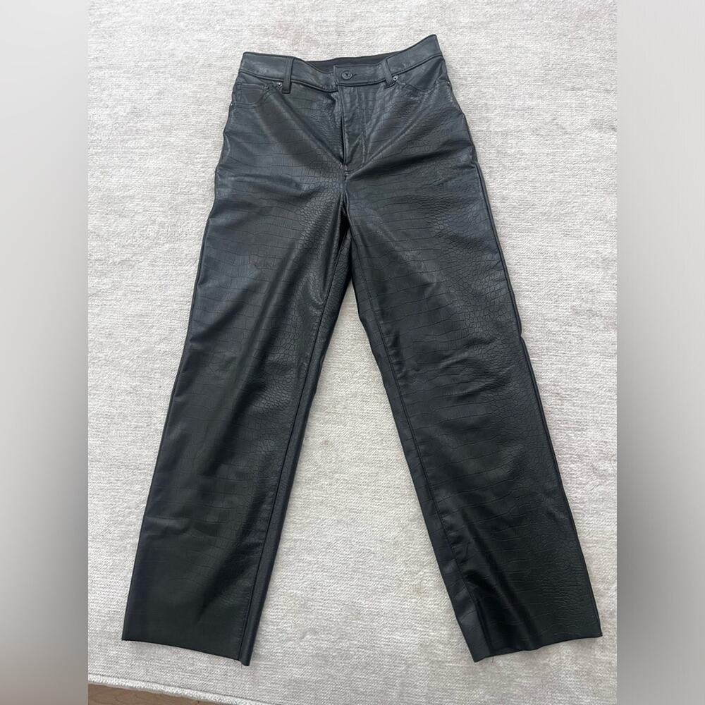 Express Croc-Embossed Faux Leather High-Rise Straight-Leg Pants 2 Office Siren - Picture 9 of 9
